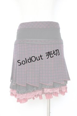 画像3: Ozz Croce / チェック柄裾プリーツスカート  赤×黒 Y-25-12-05-164-OO-SK-SZ-ZY