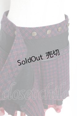 画像4: Ozz Croce / チェック柄裾プリーツスカート  赤×黒 Y-25-12-05-164-OO-SK-SZ-ZY