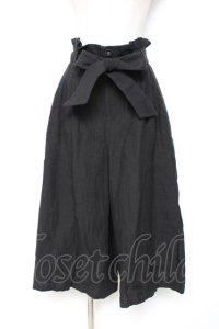Franche Lippee / リボン付き麻ガウチョパンツ M 黒 Y-25-12-05-168-LO-PA-SZ-ZY