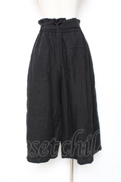 画像2: Franche Lippee / リボン付き麻ガウチョパンツ M 黒 Y-25-12-05-168-LO-PA-SZ-ZY