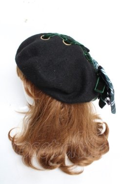 画像3: ATELIER PIERROT / ハリー・ポッター リボンブローチ付きレースアップベレー帽  スリザリン（グリーン） Y-25-12-05-033-EL-AC-KB-ZY