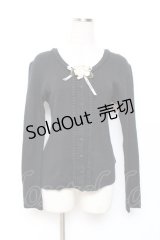 KANEKO ISAO / カメリアモチーフ付きカーディガン  黒 Y-25-12-08-001-EL-TO-SZ-ZY