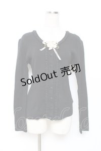 KANEKO ISAO / カメリアモチーフ付きカーディガン  黒 Y-25-12-08-001-EL-TO-SZ-ZY