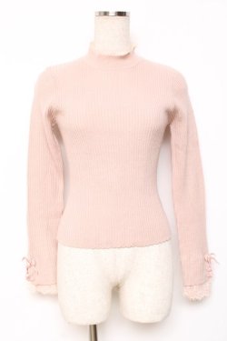 画像1: LIZ LISA / 袖レース付きリブニット 0 ピンク Y-25-12-08-026-LO-TO-SZ-ZY