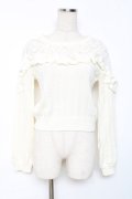 LIZ LISA / フラワー刺繍フリルニットトップス 0 アイボリー Y-25-12-08-027-LO-TO-SZ-ZY
