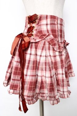 画像4: LIZ LISA / サイド編み上げチェック柄スカパン 0 ボルドー Y-25-12-08-036-LO-PA-SZ-ZY