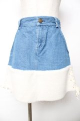 LIZ LISA / 裾ボアデニムスカート 0 ブルー Y-25-12-08-043-LO-SK-SZ-ZY