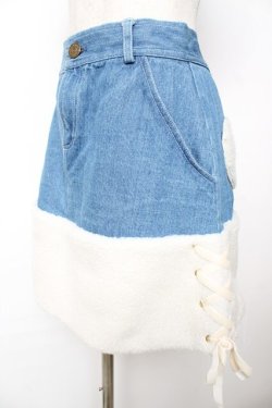 画像3: LIZ LISA / 裾ボアデニムスカート 0 ブルー Y-25-12-08-043-LO-SK-SZ-ZY