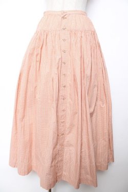 画像1: WONDERFUL WORLD / サンタ刺繍ギンガムスカート  ピンク Y-25-12-08-050-LO-SK-SZ-ZY