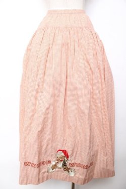 画像2: WONDERFUL WORLD / サンタ刺繍ギンガムスカート  ピンク Y-25-12-08-050-LO-SK-SZ-ZY