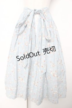 画像1: WONDERFUL WORLD / 小花ブーケ柄オーバースカート  サックス Y-25-12-08-051-LO-SK-SZ-ZY