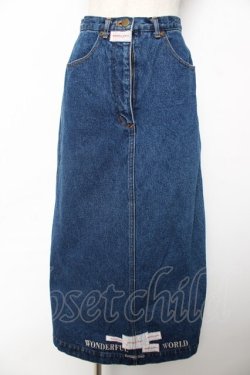 画像1: WONDERFUL WORLD / 裾ロゴワッペンデニムスカート  インディゴ Y-25-12-08-056-LO-SK-SZ-ZY