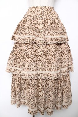 画像1: WONDERFUL WORLD / ヒョウ柄ティアードスカート  ベージュ×ブラウン Y-25-12-08-058-LO-SK-SZ-ZY
