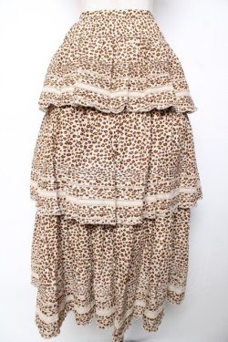 画像2: WONDERFUL WORLD / ヒョウ柄ティアードスカート  ベージュ×ブラウン Y-25-12-08-058-LO-SK-SZ-ZY