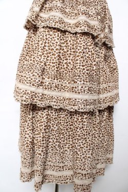 画像4: WONDERFUL WORLD / ヒョウ柄ティアードスカート  ベージュ×ブラウン Y-25-12-08-058-LO-SK-SZ-ZY