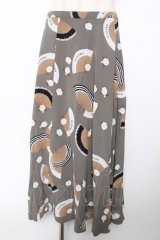 KANEKO ISAO / 扇子柄スカート  グレー Y-25-12-08-061-EL-SK-SZ-ZY