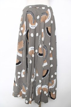 画像2: KANEKO ISAO / 扇子柄スカート  グレー Y-25-12-08-061-EL-SK-SZ-ZY