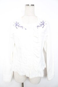 PINK HOUSE / すみれ刺繍入りデニムジャケット F ホワイト Y-25-12-08-080-LO-JA-SZ-ZY