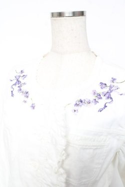 画像3: PINK HOUSE / すみれ刺繍入りデニムジャケット F ホワイト Y-25-12-08-080-LO-JA-SZ-ZY