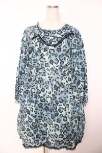 PINK HOUSE / レオパードローズ プリント チュニック F ブルー Y-25-12-08-084-LO-OP-SZ-ZY