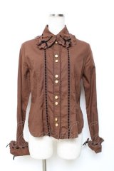 Angelic Pretty / リボン通しレトロブラウス  ブラウン Y-25-12-08-009-AP-BL-SZ-ZY