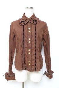 Angelic Pretty / リボン通しレトロブラウス  ブラウン Y-25-12-08-009-AP-BL-SZ-ZY