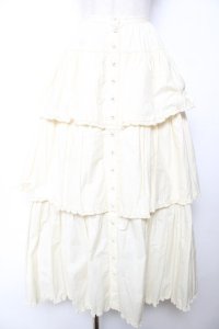 WONDERFUL WORLD / 段々フリルスカート  生成り Y-25-12-08-092-LO-SK-SZ-ZY