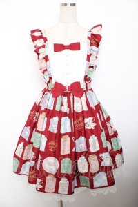 Angelic Pretty / Memorial Tea Museumジャンパースカート  赤 Y-25-12-08-123-AP-OP-SZ-ZY