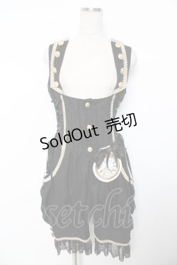 画像1: ALICE and the PIRATES / 時計ウサギのサロペット  黒 Y-25-12-08-126-PA-OP-SZ-ZY