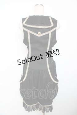 画像2: ALICE and the PIRATES / 時計ウサギのサロペット  黒 Y-25-12-08-126-PA-OP-SZ-ZY