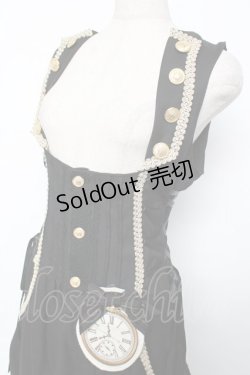 画像3: ALICE and the PIRATES / 時計ウサギのサロペット  黒 Y-25-12-08-126-PA-OP-SZ-ZY