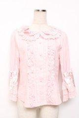 BABY, THE STARS SHINE BRIGHT / フリルフリルブラウス  ピンク Y-25-12-08-012-BA-BL-SZ-ZY