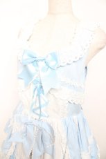 画像3: BABY, THE STARS SHINE BRIGHT / 草原のお花摘みの少女ジャンパースカート  サックス×白 Y-25-12-08-128-BA-OP-SZ-ZI (3)