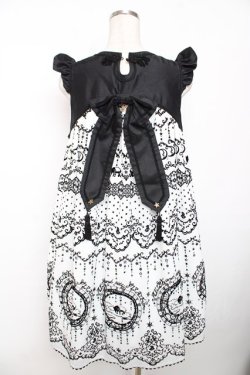 画像2: ALICE and the PIRATES / 夢喰いバクの空中散歩ジャンパースカート  オフ白×黒 Y-25-12-08-129-PA-OP-SZ-ZY