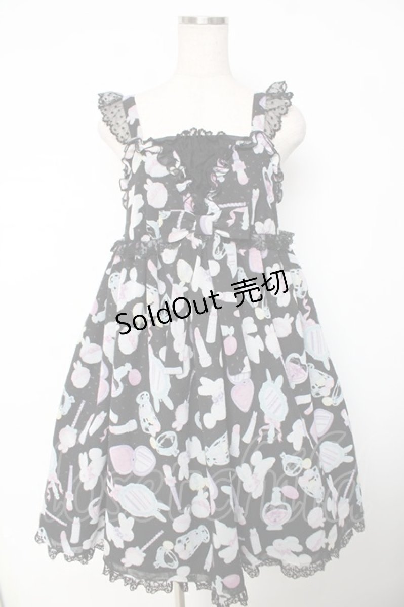 画像1: Angelic Pretty / Fluffy Puff BunnyジャンパースカートSet  黒 Y-25-12-08-132-AP-OP-SZ-ZY (1)