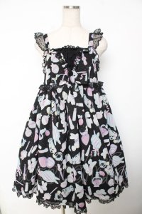 Angelic Pretty / Fluffy Puff BunnyジャンパースカートSet  黒 Y-25-12-08-132-AP-OP-SZ-ZY