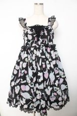 画像1: Angelic Pretty / Fluffy Puff BunnyジャンパースカートSet  黒 Y-25-12-08-132-AP-OP-SZ-ZY (1)