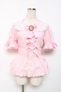 metamorphose / 木漏れ日のトロイメライ丸襟半袖ブラウス 1 ピンク Y-25-12-08-013-ME-BL-SZ-ZY