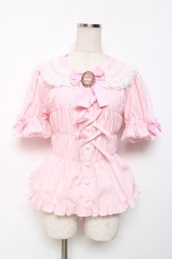 画像1: metamorphose / 木漏れ日のトロイメライ丸襟半袖ブラウス 1 ピンク Y-25-12-08-013-ME-BL-SZ-ZY