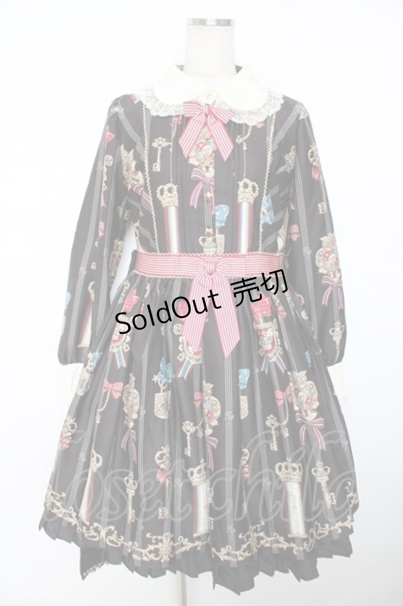 画像1: Angelic Pretty / British Keysワンピース  黒 Y-25-12-08-138-AP-OP-SZ-ZT621 (1)