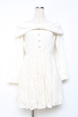 画像1: LIZ LISA / ファーリボンワンピース 0 白 Y-25-12-08-018-LO-OP-SZ-ZY