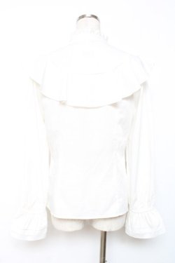 画像2: axes femme / ローズ刺繍フリルブラウス M 白 Y-25-12-10-029-AX-BL-SZ-ZY