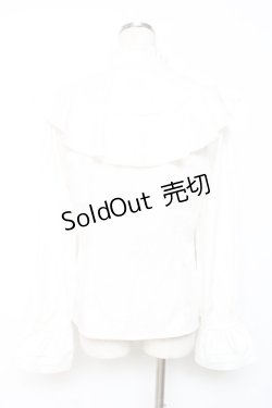 画像2: axes femme / ローズ刺繍フリルブラウス M 白 Y-25-12-10-029-AX-BL-SZ-ZY