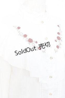 画像3: axes femme / ローズ刺繍フリルブラウス M 白 Y-25-12-10-029-AX-BL-SZ-ZY