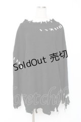 axes femme / ロングステッチダメージニット F 黒 Y-25-12-10-035-AX-TO-SZ-ZY