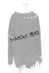 axes femme / ロングステッチダメージニット F 黒 Y-25-12-10-035-AX-TO-SZ-ZY