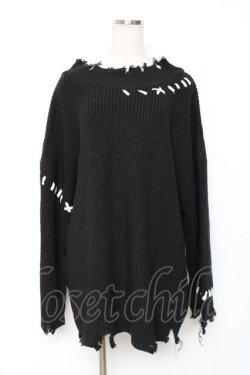 画像1: axes femme / ロングステッチダメージニット F 黒 Y-25-12-10-035-AX-TO-SZ-ZY