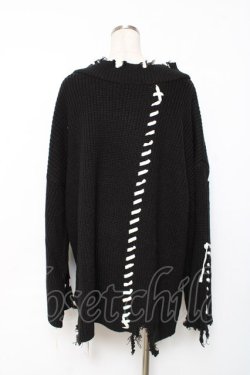 画像3: axes femme / ロングステッチダメージニット F 黒 Y-25-12-10-035-AX-TO-SZ-ZY