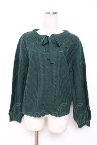 axes femme / レースアップ花刺繍ニット M グリーン Y-25-12-10-036-AX-TO-SZ-ZY
