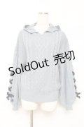 axes femme / 袖編み下げフードニットトップス M サックス Y-25-12-10-037-AX-TO-SZ-ZY
